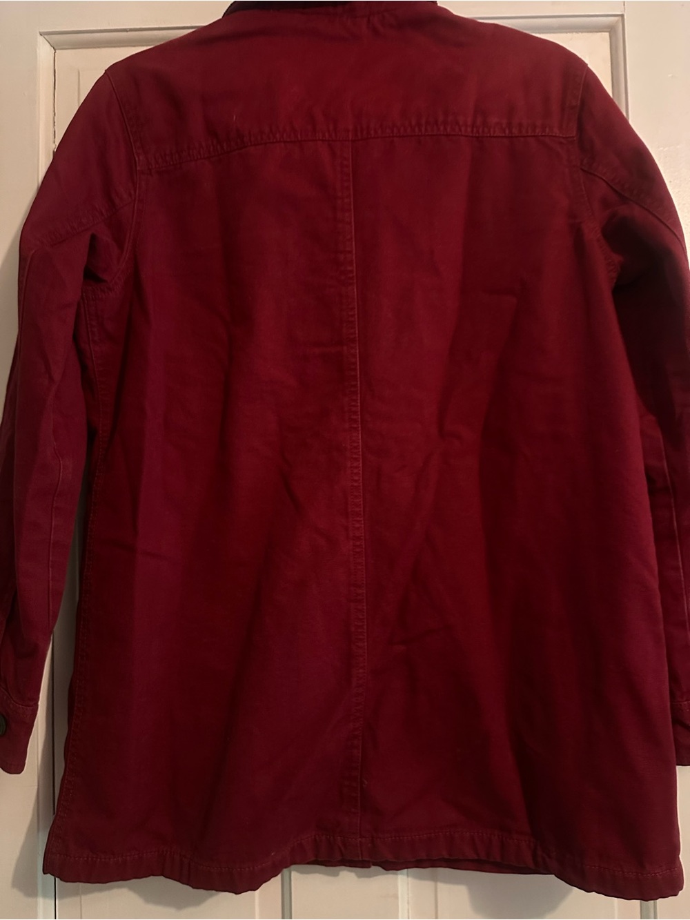 Vintage Lands End Barn Coat Jacket Dark Red and Plaid Lined Women's Size Small - Picture 3 of 8